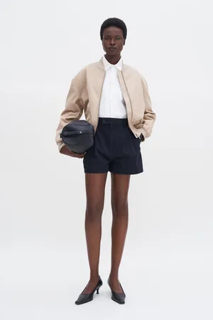 Filippa K High Waist Pleated Cotton Shorts
