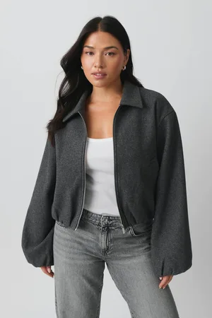 Gina Tricot Short felt jacket - korte kåper - Grå - XS - Dame