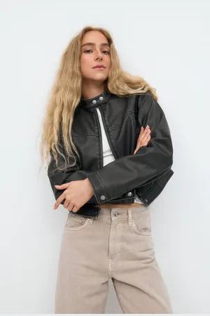 Gina Tricot Short pu jacket - skinnjakker - Svart - XS - Dame