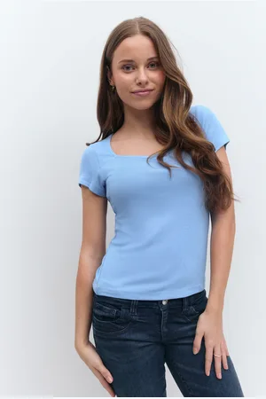 Gina Tricot Y scandi short sleeve top - overdeler - Blåt - 134/140 - Jente