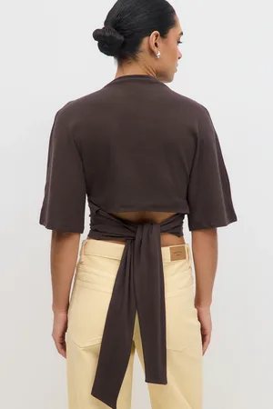 Gina Tricot Tie back tee - t-skjorter - Brun - XS - Dame