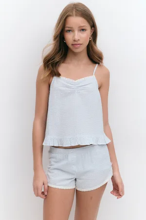 Gina Tricot Y cotton shorts - shorts - Blåt - 134/140 - Jente