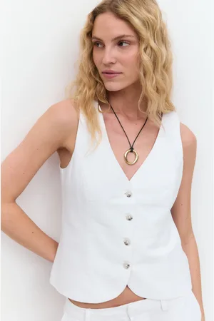 Gina Tricot Linen blend tailored vest - Vester - Hvit - 34 - Dame