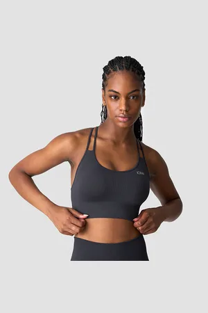 ICANIWILL Ribbed Define Seamless Sports Bra, Dusty Black