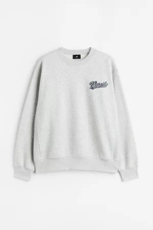 H&M Herre Sweatshirts - Oversized Fit genser med trykk - Grå