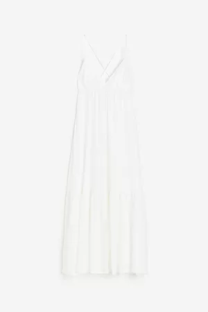 H&M Dame Ermeløse kjoler - Sleeveless poplin beach dress - Hvit