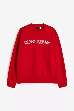 H&M Oversized Fit genser med trykk - Rød