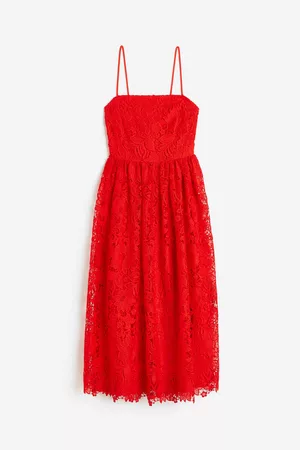 H&M Dame Midikjoler - Bandeau-kjole i blonde - Rød