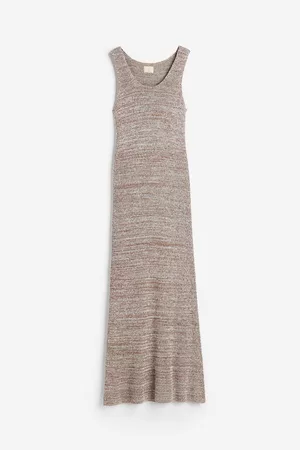 H&M Dame Strikkede kjoler - Silk-blend knitted dress - Beige