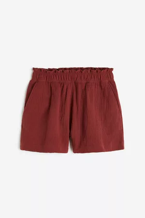 H&M Dame Shorts - Krinklet shorts i bomull - Orange