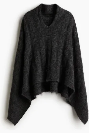H&M Flettestrikket cape i mohairmiks