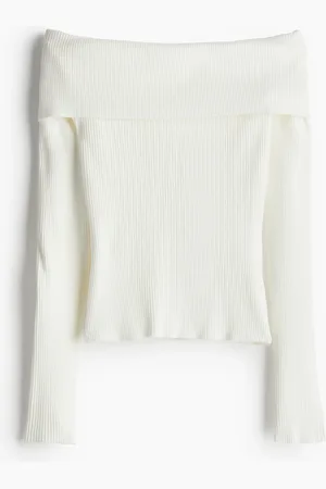 H&M Ribbestrikket off shoulder-topp