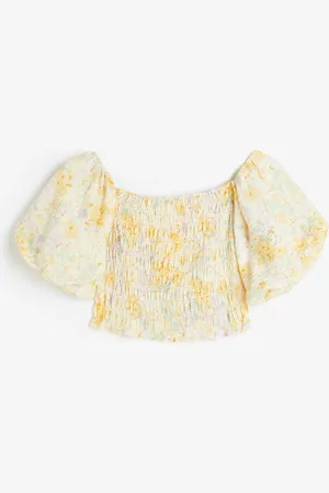 H&M Off shoulder-topp med vaffelsøm