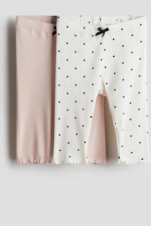 H&M 2-pack ribbestrikket leggings i bomull