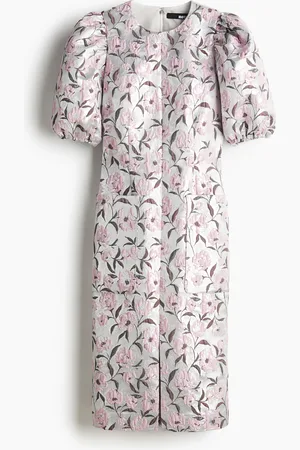 H&M Midikjole i brokade med puffermer
