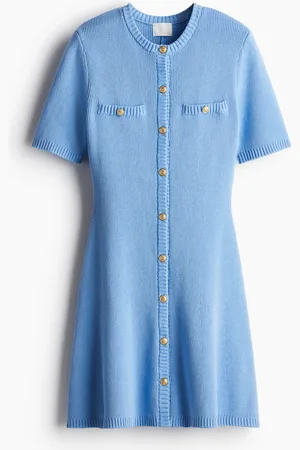 H&M Ribbestrikket kjole med knapper