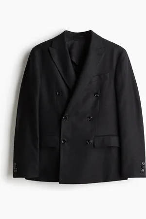 H&M Relaxed Fit Double-breasted linen-blend jacket