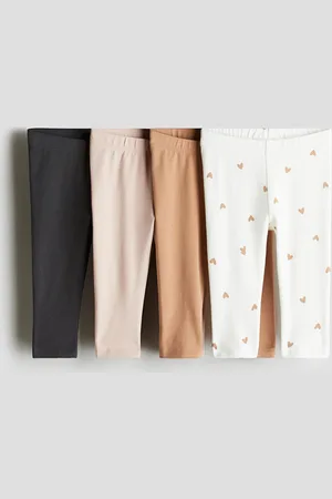 H&M 4-pack leggings i bomullstrikot