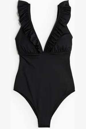 H&M Badedrakt med vatterte skåler og volang