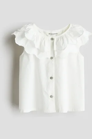 H&M Bomullsbluse med krage i flere lag