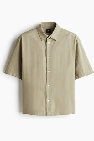 H&M Loose Fit Kortermet skjorte i linmiks