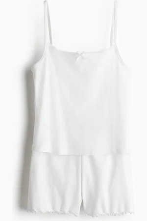 H&M 2-delt sett i ribbestrikket trikot
