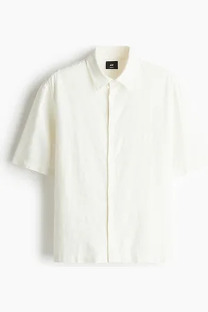 H&M Loose Fit Kortermet skjorte i linmiks