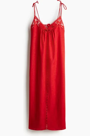 H&M Kjole med engelsk blonde og knyting