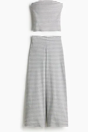 H&M 2-delt sett med ribbestrikket topp og bukse
