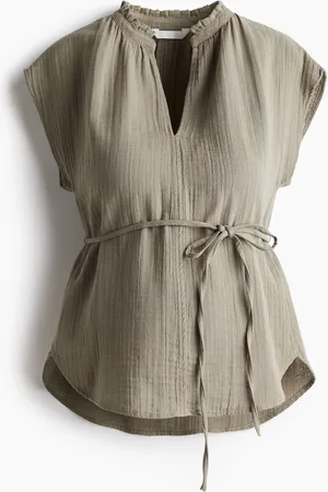 H&M MAMA Bluse i musselin med knytebelte