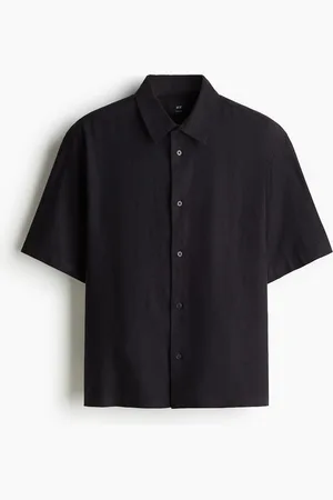 H&M Loose Fit Kortermet skjorte i linmiks