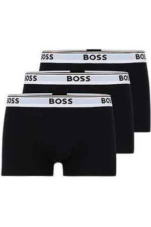HUGO BOSS Three-pack of stretch-cotton trunks with logo waistbands