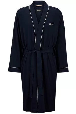 HUGO BOSS Logo-embroidered dressing gown in cotton jersey