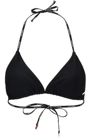 HUGO BOSS Branded-strap triangle bikini top with logo detail