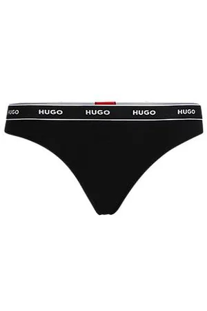 HUGO BOSS Stretch-cotton string briefs with logo waistband