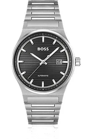 HUGO BOSS Link-bracelet automatic watch with groove-textured dial