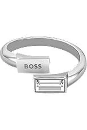HUGO BOSS Silver-tone ring with baguette crystal