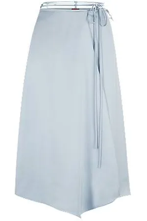 HUGO BOSS Tie-waist knee-length wrap skirt in satin