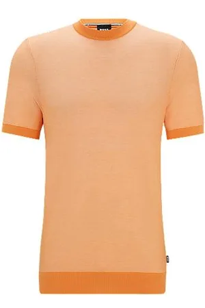 HUGO BOSS Short-sleeved cotton-blend knit t-shirt