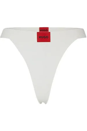 Stretch-jersey thong with logo waistband