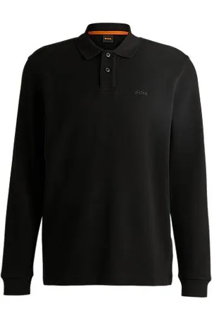 HUGO BOSS Waffle-structured polo shirt in a stretch-cotton blend