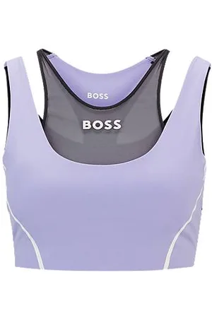 HUGO BOSS Stretch-jersey cropped top with mesh details