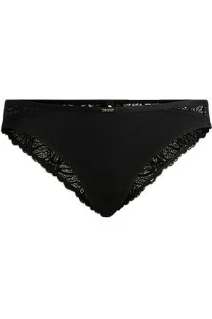 HUGO BOSS Stretch-lace briefs with gold-tone logo trim