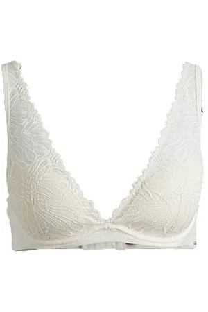 HUGO BOSS Stretch-lace underwired bra with logo trim