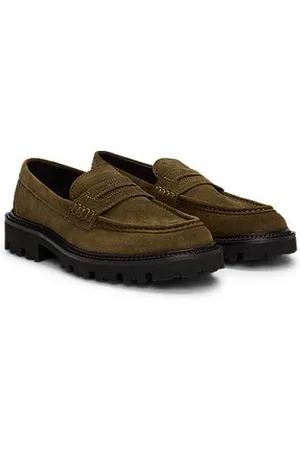 HUGO BOSS Suede loafers with penny trim