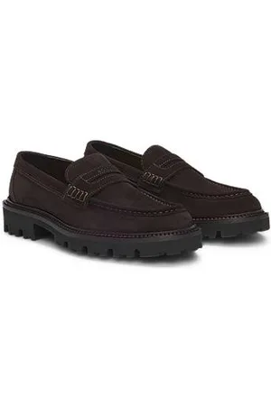 HUGO BOSS Suede loafers with penny trim