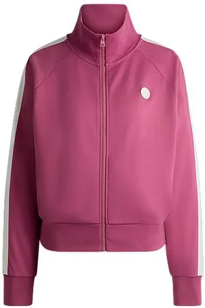 HUGO BOSS Stretch-cotton zip-up sweatshirt with logo badge