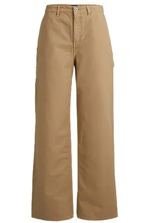 HUGO BOSS Wide-leg oversized-fit trousers in cotton canvas