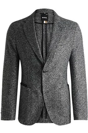 HUGO BOSS Regular-fit jacket in herringbone jersey