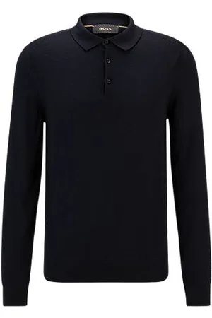 HUGO BOSS Regular-fit knit polo in wool, silk and cashmere